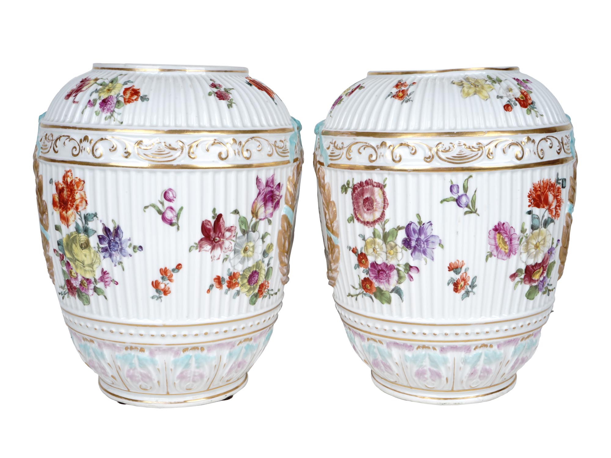 PAIR OF ANTIQUE GERMAN 19TH C KPM PORCELAIN VASES PIC-1